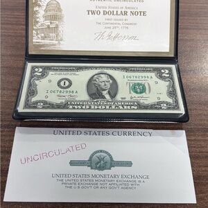 2003 Two Dollar Bill Uncirculated with original Protective Cover